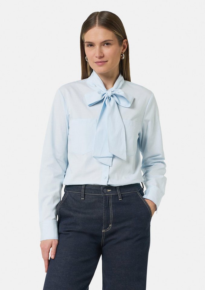 comma casual identity Langarmbluse Baumwollbluse mit abnehmbarer Schluppe Logo von comma casual identity