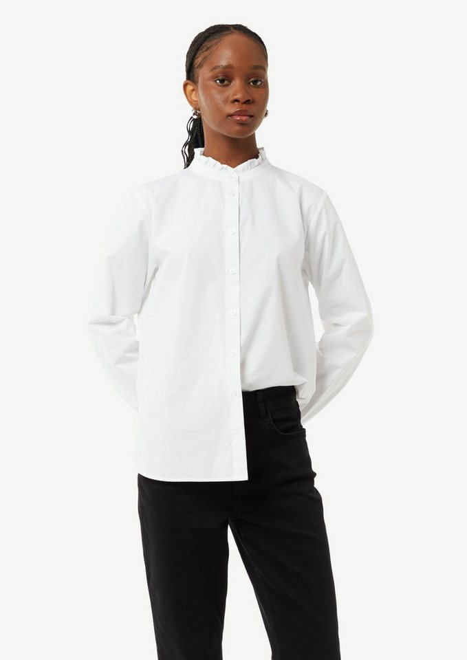 comma casual identity Langarmbluse Bluse aus Popeline mit Rüschen-Details Schmuck-Detail von comma casual identity