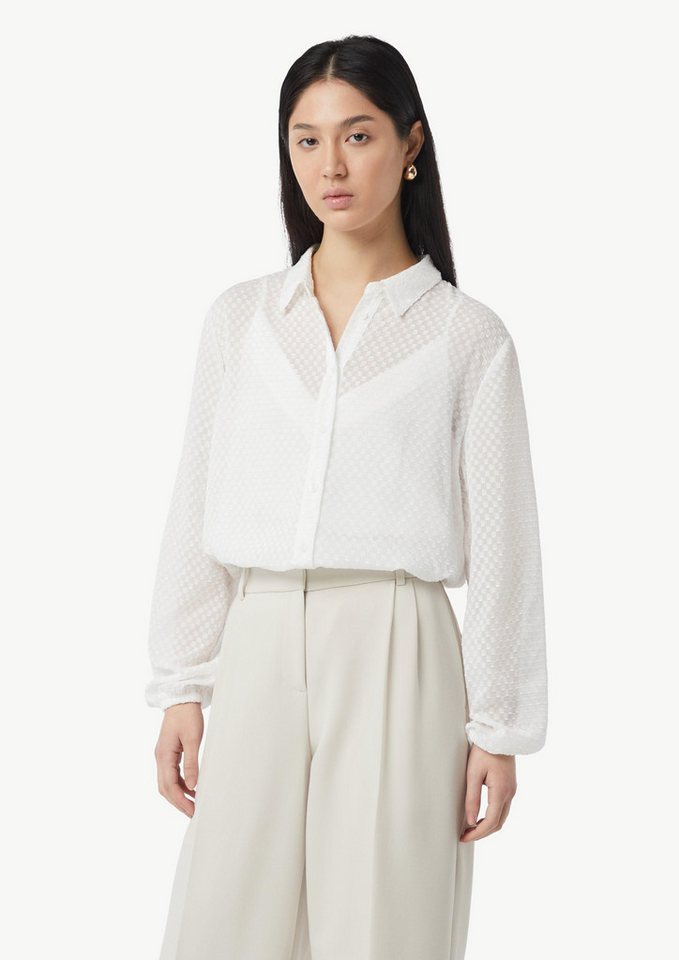comma casual identity Langarmbluse Semitransparente Hemdbluse aus Jacquard von comma casual identity
