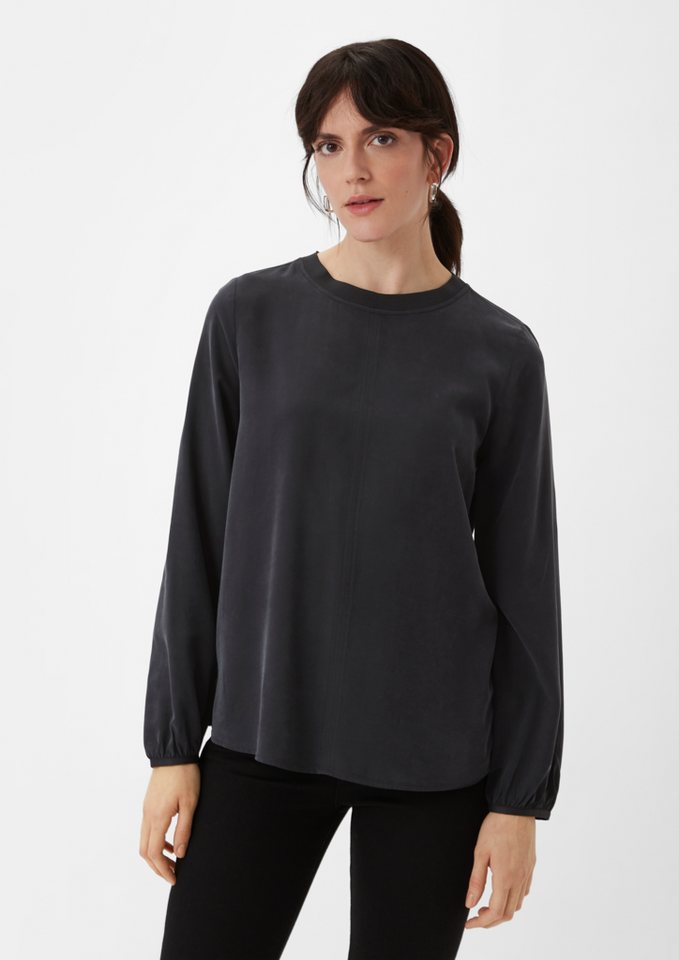 comma casual identity Langarmbluse Langarmshirt aus fließendem Modal Logo von comma casual identity