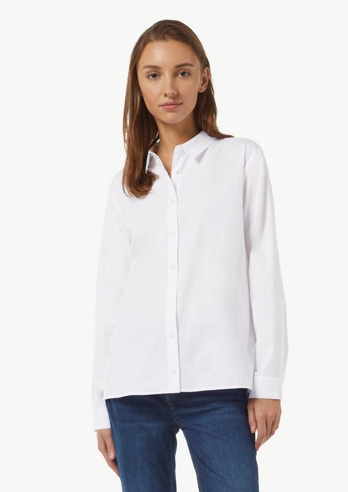 comma casual identity Langarmbluse Popeline-Hemdbluse mit seitlich geschlitztem Saum Logo von comma casual identity