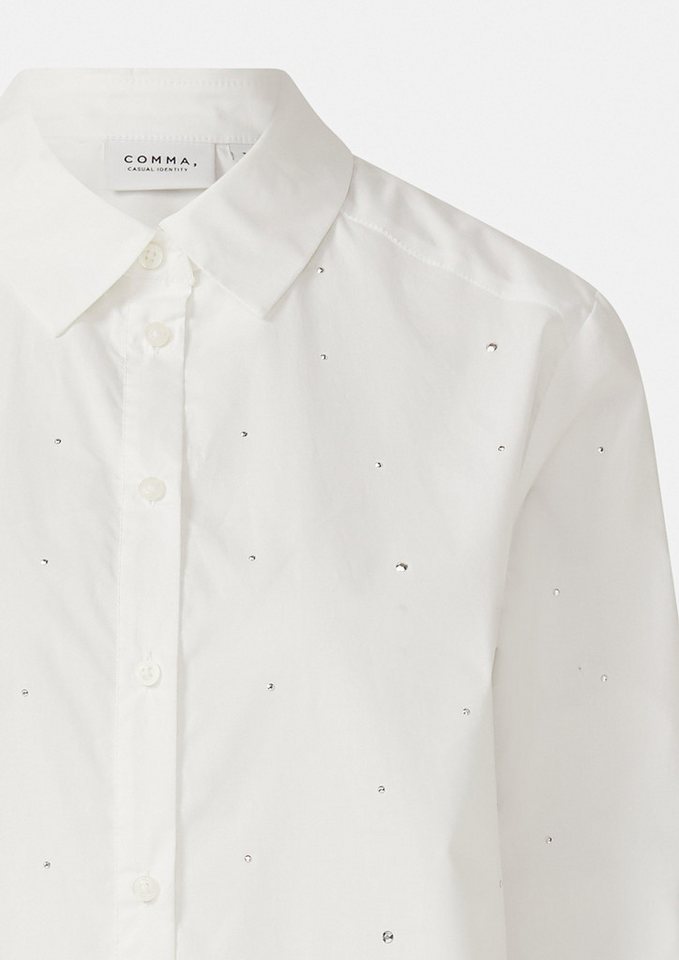 comma casual identity Langarmbluse Popline-Bluse mit Strassapplikation von comma casual identity