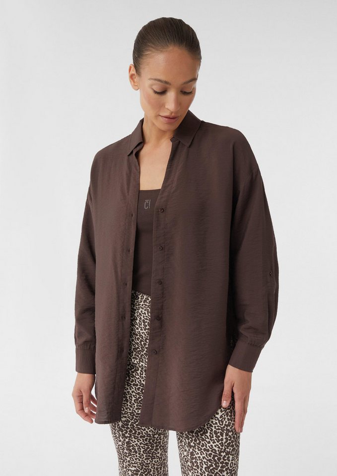 comma casual identity Langarmbluse Strukturierte Long-Bluse mit Turn-up-Funktion am Ärmel von comma casual identity