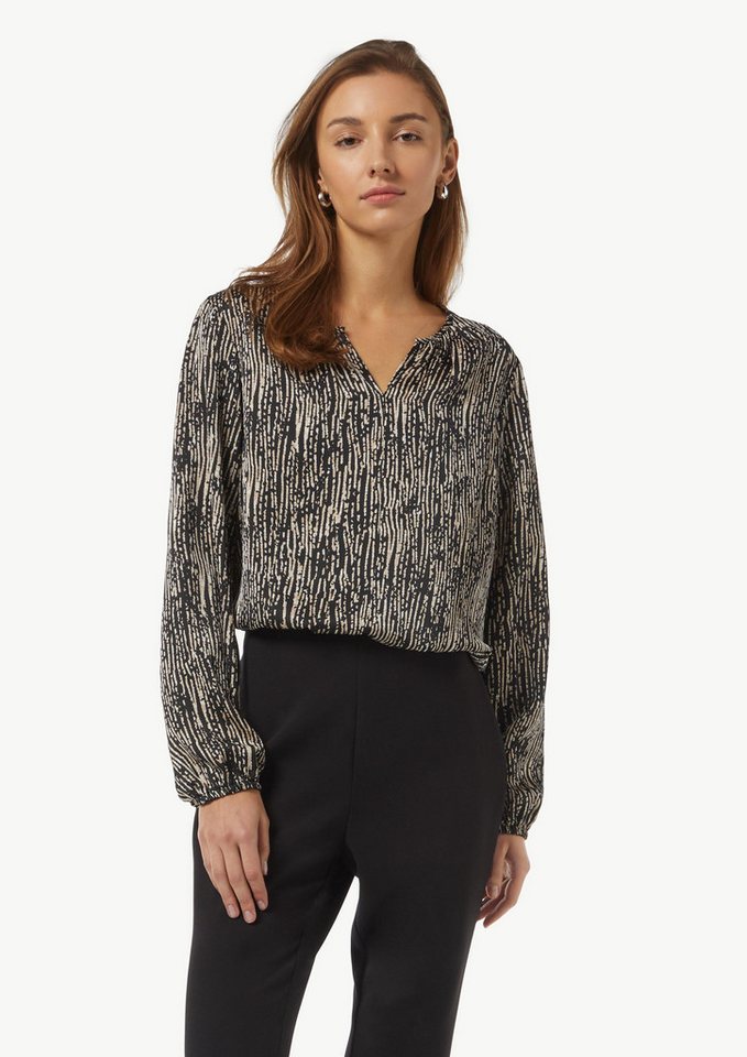 comma casual identity Langarmbluse Tunikabluse mit All-over-Print aus Satin von comma casual identity