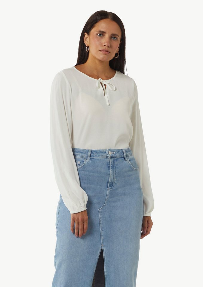comma casual identity Langarmbluse Viskose-Bluse mit Bindedetail am Ausschnitt von comma casual identity