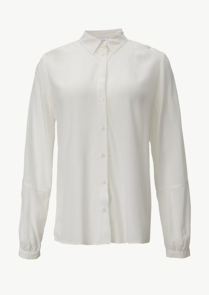 comma casual identity Langarmbluse Viskose-Bluse mit Hemdkragen und Ziernaht Logo von comma casual identity