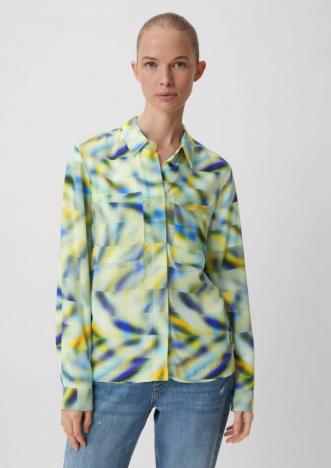 comma casual identity Langarmbluse Viskosebluse mit Allover-Print von comma casual identity