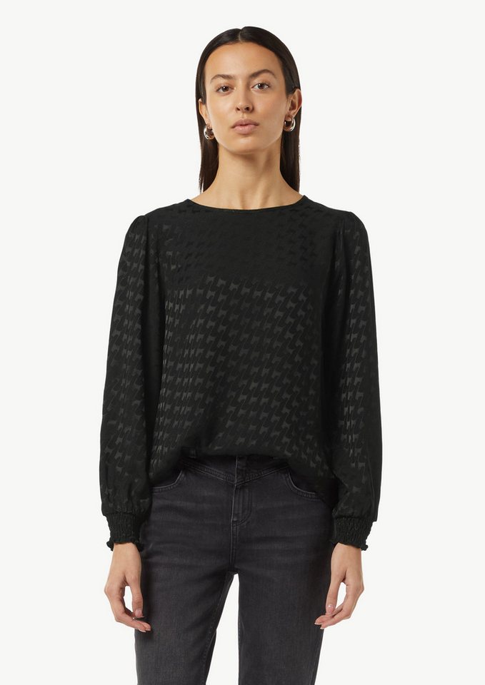 comma casual identity Langarmbluse Viskosebluse mit Hahnentrittmuster von comma casual identity