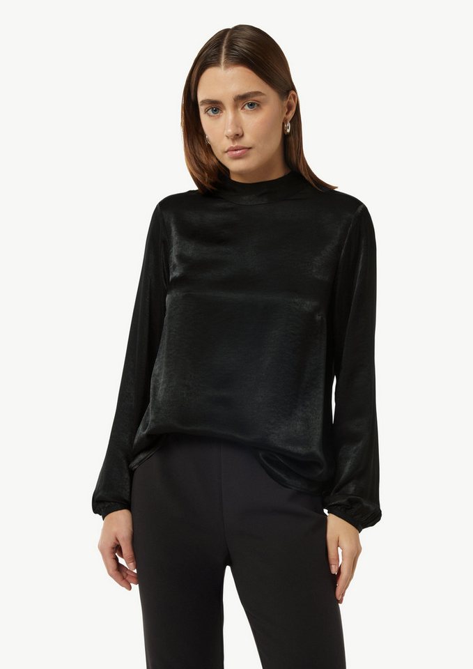 comma casual identity Langarmbluse Viskosemix-Bluse mit Bindedetail von comma casual identity