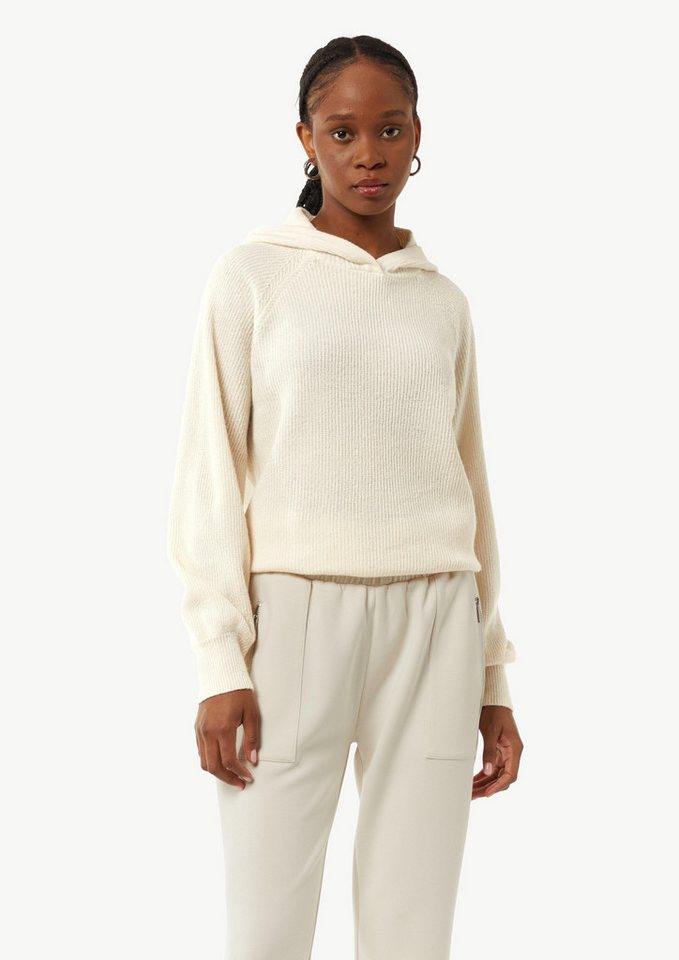 comma casual identity Langarmshirt Feiner Strickpullover mit Kapuze Rippblende von comma casual identity