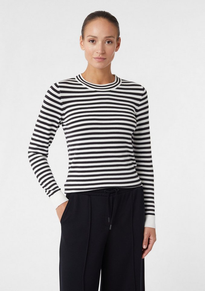 comma casual identity Langarmshirt Schmaler Ringelpullover aus Feinstrick von comma casual identity