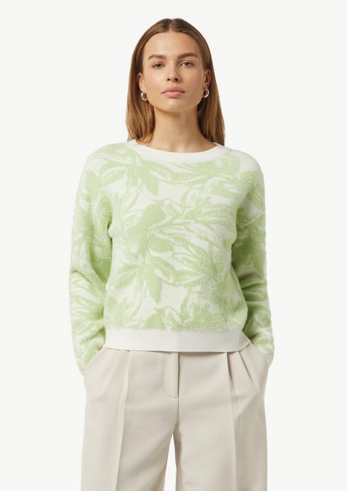 comma Longpullover Strickpullover Flauschiger Jacquard-Strickpullover von comma