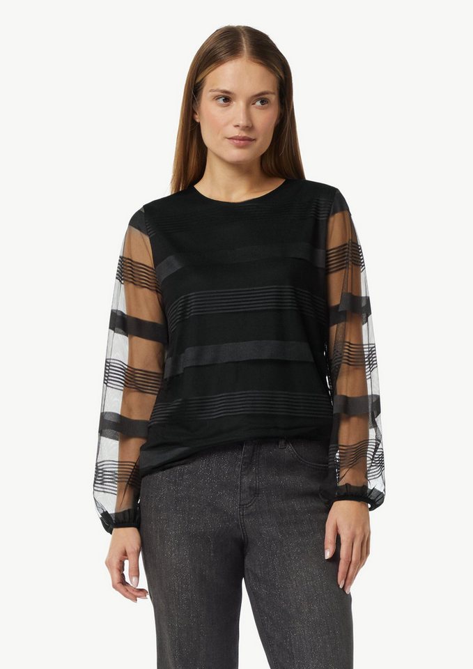comma casual identity Langarmshirt Gestreiftes Mesh-Shirt von comma casual identity