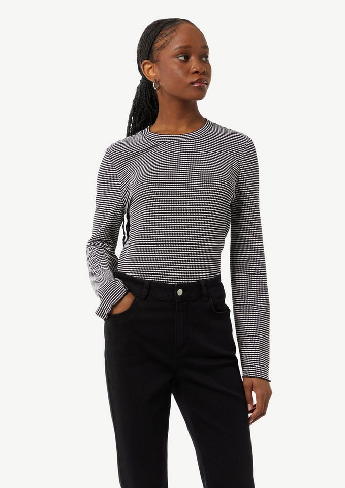 comma casual identity Langarmshirt Langarmshirt mit Strukturstreifen Stickerei von comma casual identity
