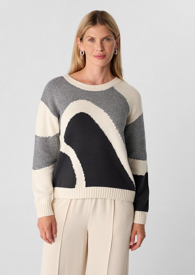 comma Longpullover Strickpullover Pullover mit Intarsienmuster von comma