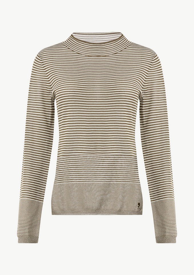 comma casual identity Langarmshirt Semitransparenter Strickpullover mit angedeutetem Stehkragen Logo von comma casual identity