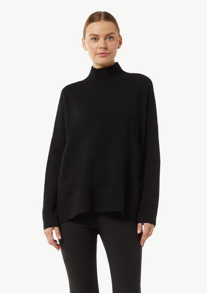 comma casual identity Langarmshirt Strickpullover mit Stehkragen und Rippdetail Schmuck-Detail von comma casual identity