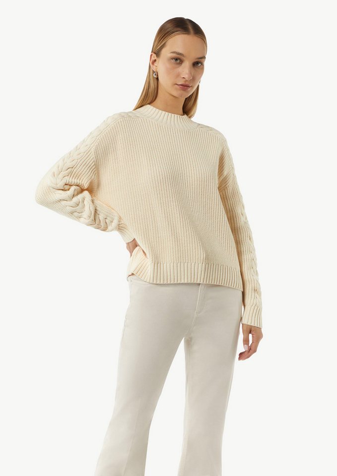 comma casual identity Langarmshirt Strickpullover mit Zopfmuster am Ärmel von comma casual identity