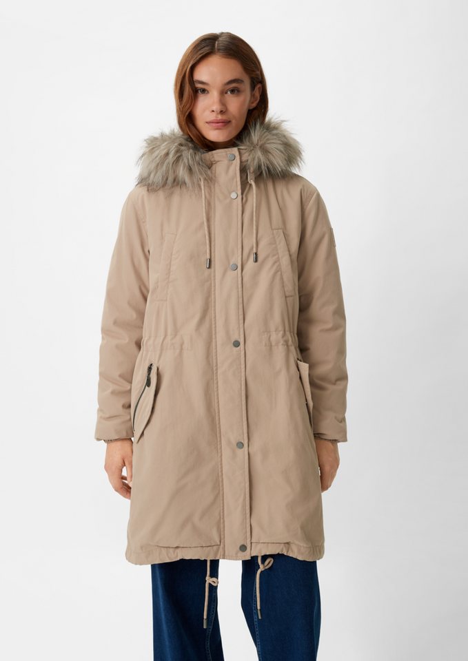 comma casual identity Langmantel Parka mit abnehmbarem Kunstfell Label-Patch von comma casual identity