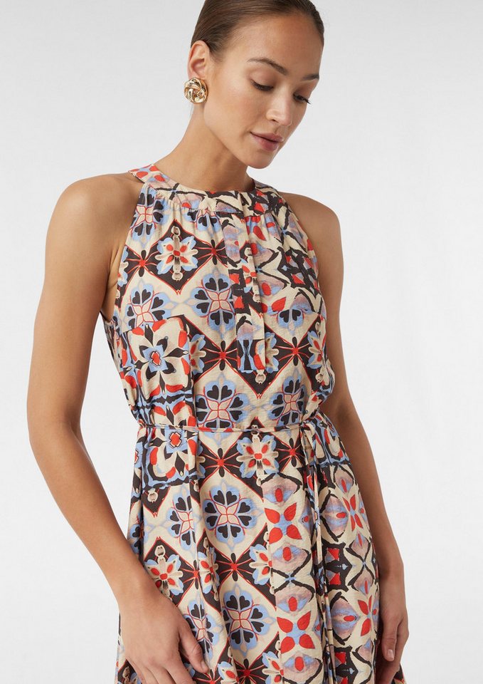 comma Maxikleid Kleid Maxikleid mit amerikanischer Schulter und All-over-Print von comma