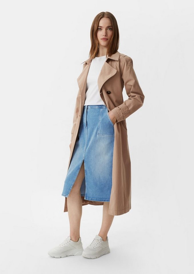 comma casual identity Maxirock Midi-Rock aus Denim Schlitz von comma casual identity