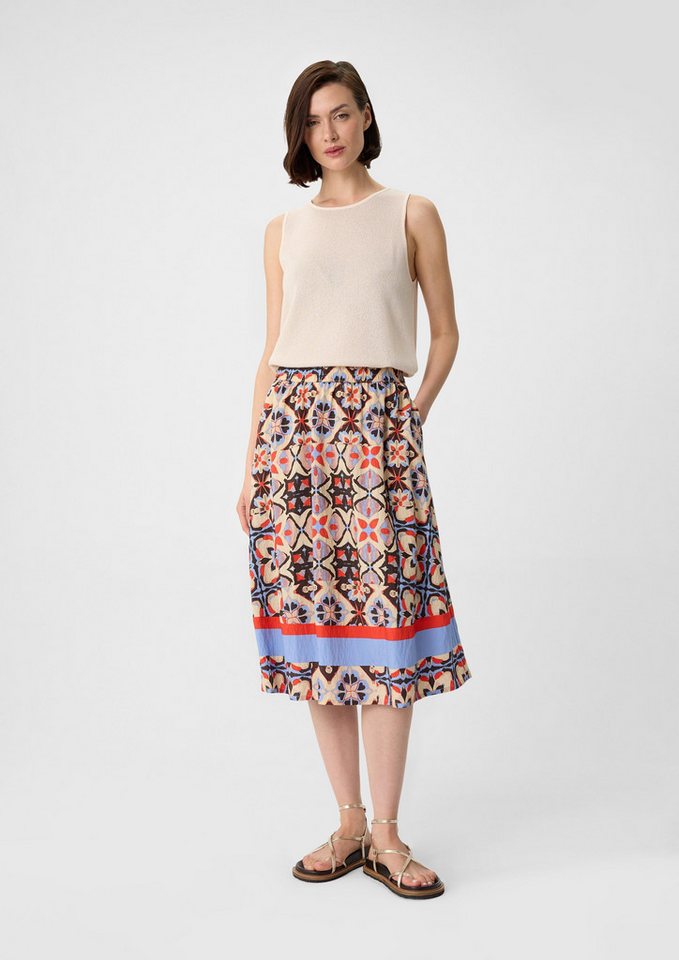 comma casual identity Maxirock Ausgestellter Midi-Rock aus Viskosemix mit All-over-Print von comma casual identity