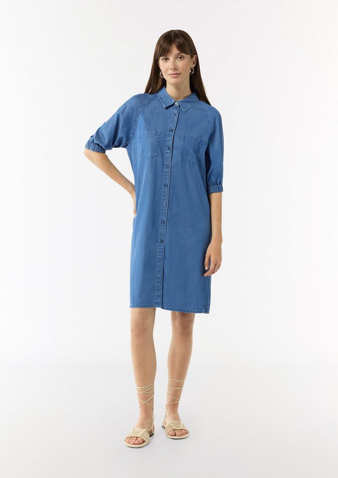 comma casual identity Minikleid Fließendes Denimkleid mit Knopfleiste Waschung von comma casual identity
