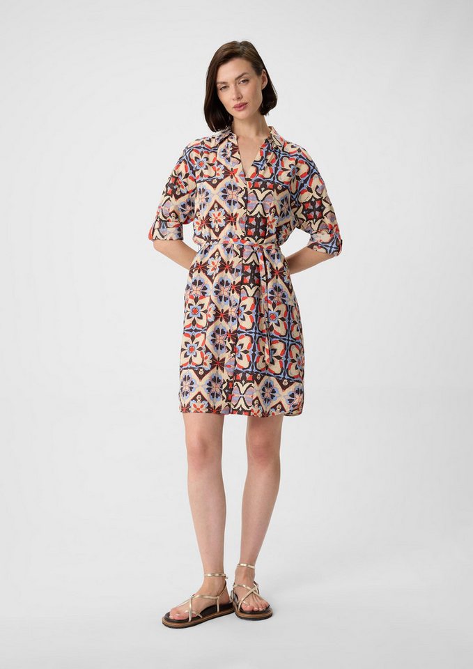comma Minikleid Kleid Kurzes Hemdblusenkleid mit All-over-Print von comma