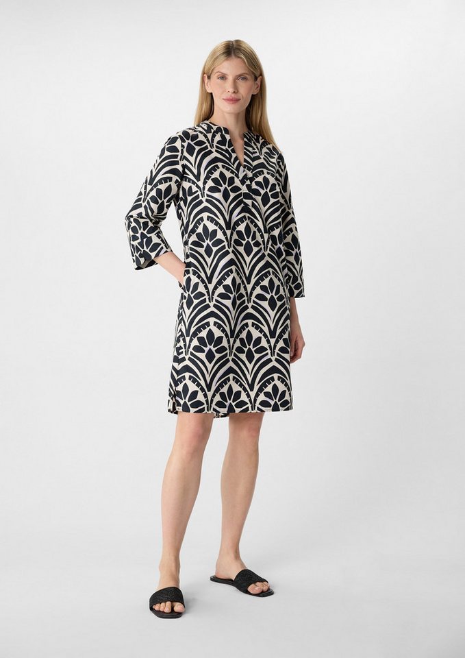 comma casual identity Minikleid Popeline-Kleid mit All-over-Print und Eingrifftaschen von comma casual identity