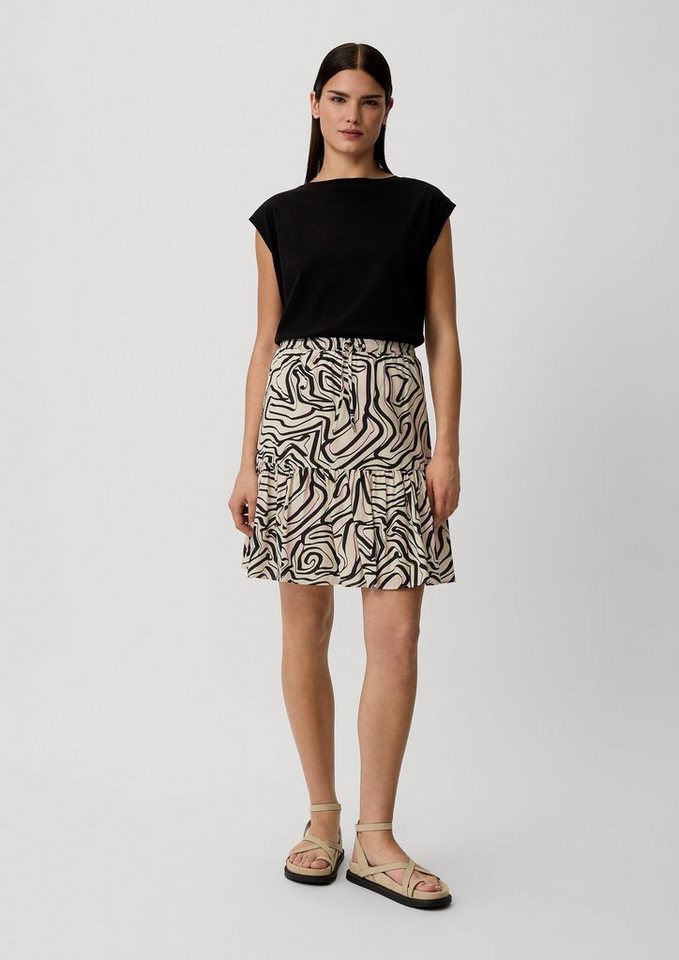 comma casual identity Minirock Kurzer Rock mit All-over-Print Volants von comma casual identity