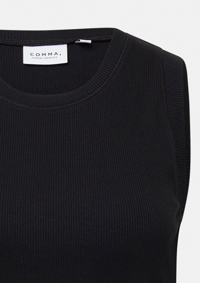 comma casual identity Shirttop Tanktop aus Rippware mit Logo-Stickerei von comma casual identity