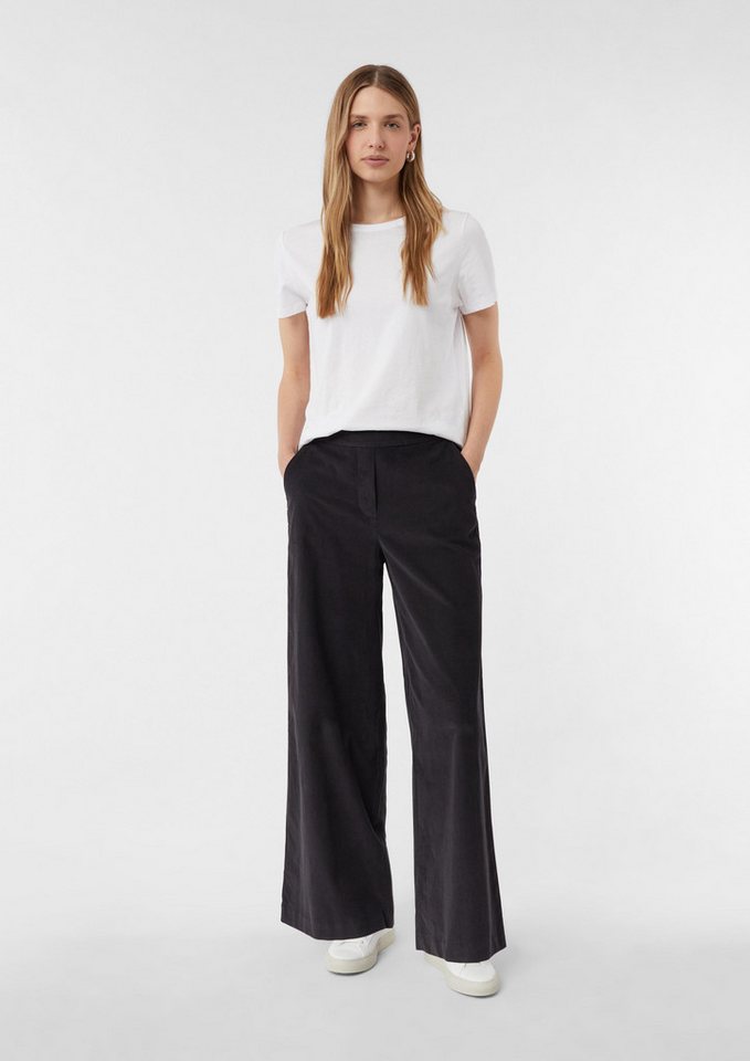 comma casual identity Stoffhose Wide-Leg-Hose aus Feincord mit Elastikbund von comma casual identity