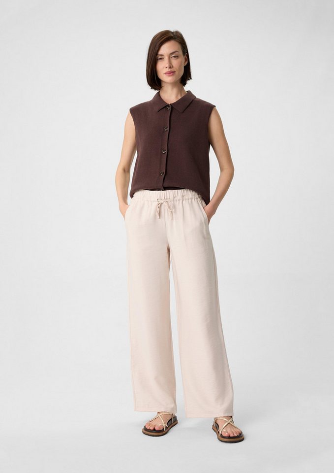 comma casual identity Stoffhose Strukturierte Wide-Leg-Hose aus Viskosemix mit Elastikbund von comma casual identity