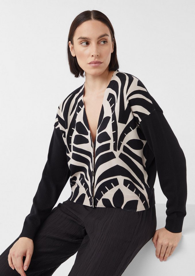 comma casual identity Strickjacke Gemusterter Feinstrick-Cardigan von comma casual identity