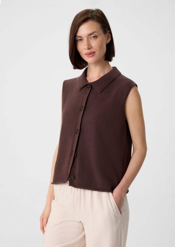 comma casual identity Strickjacke Strickweste aus Baumwollmix mit Umlegekragen von comma casual identity