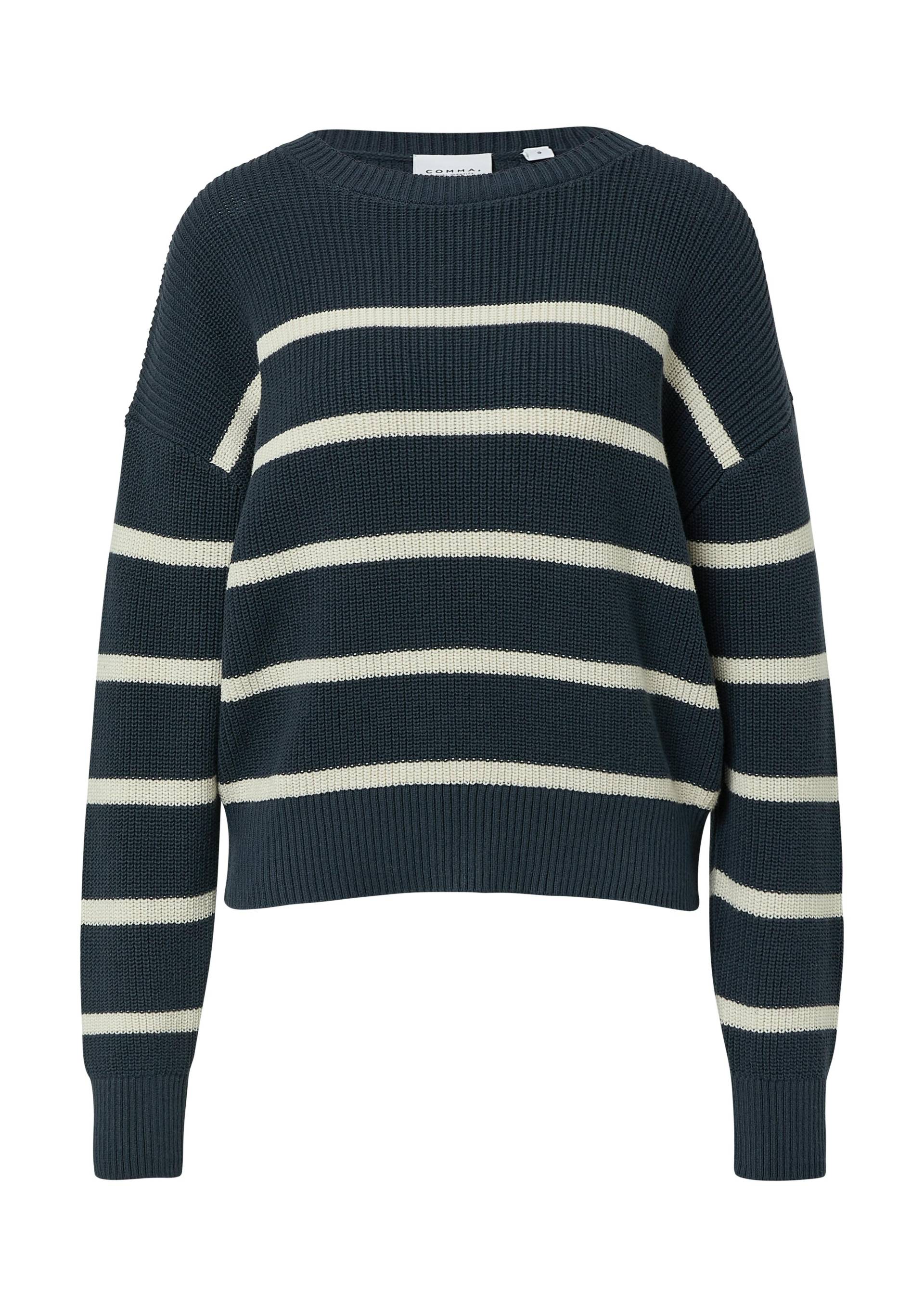 comma casual identity - Strickpullover blau|creme - Gr. - S von comma casual identity