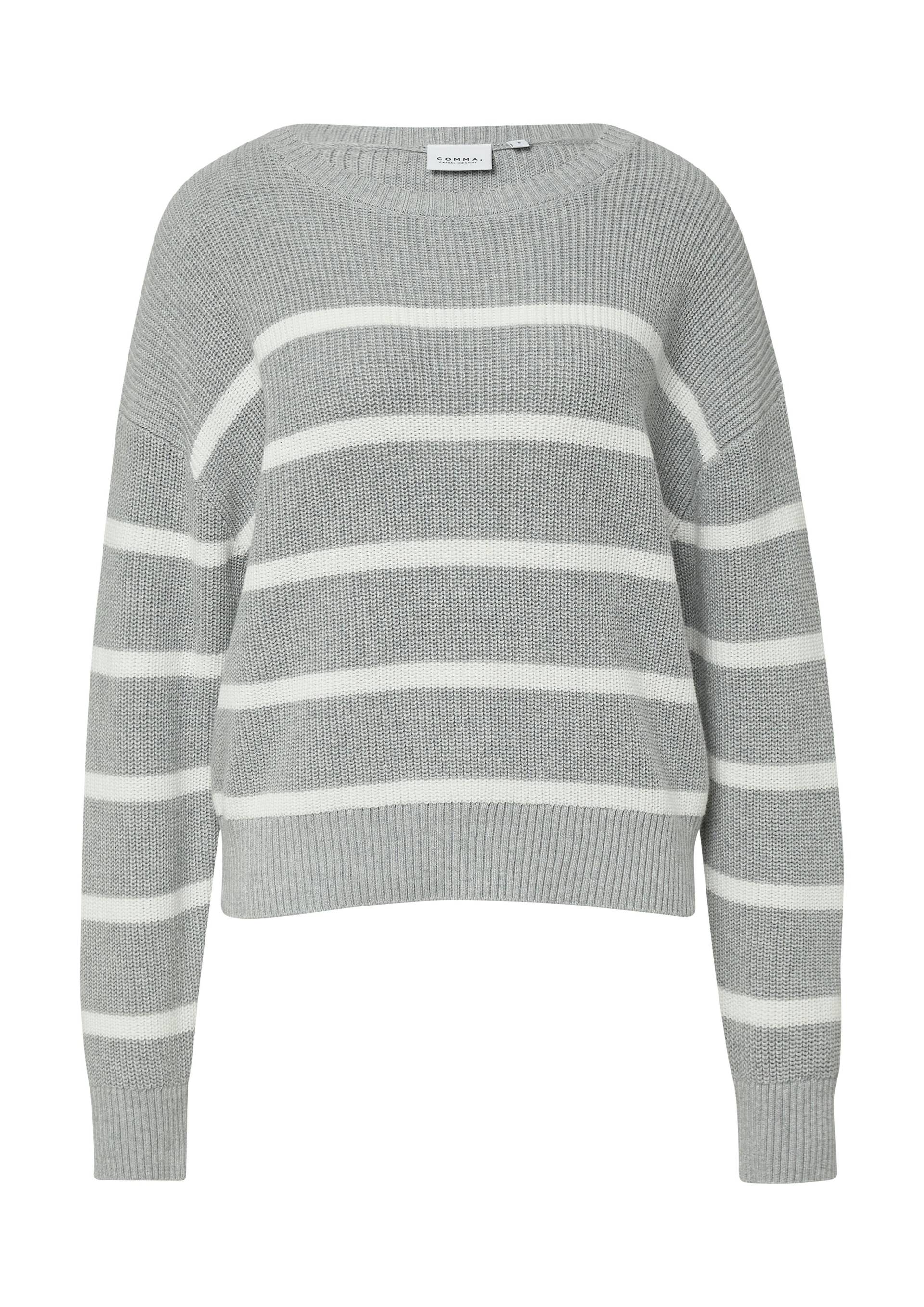 comma casual identity - Strickpullover grau|weiß - Gr. - M von comma casual identity