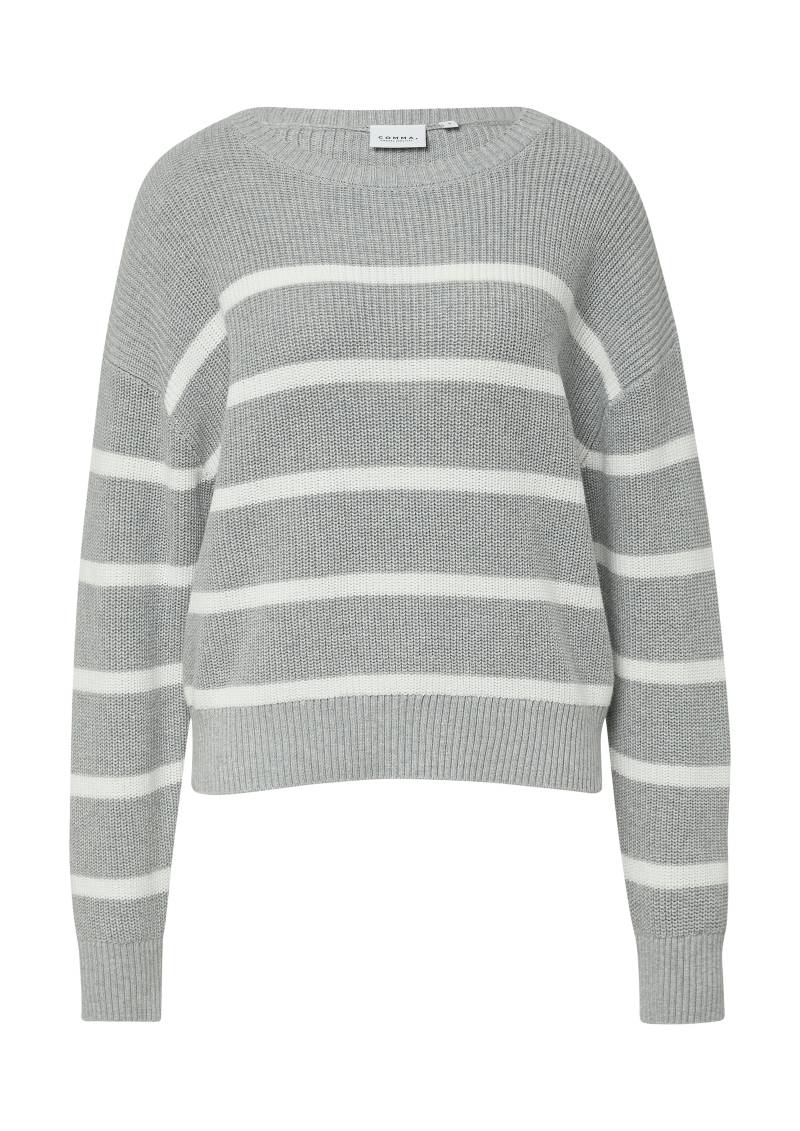comma casual identity - Strickpullover grau|weiß - Gr. - M von comma casual identity