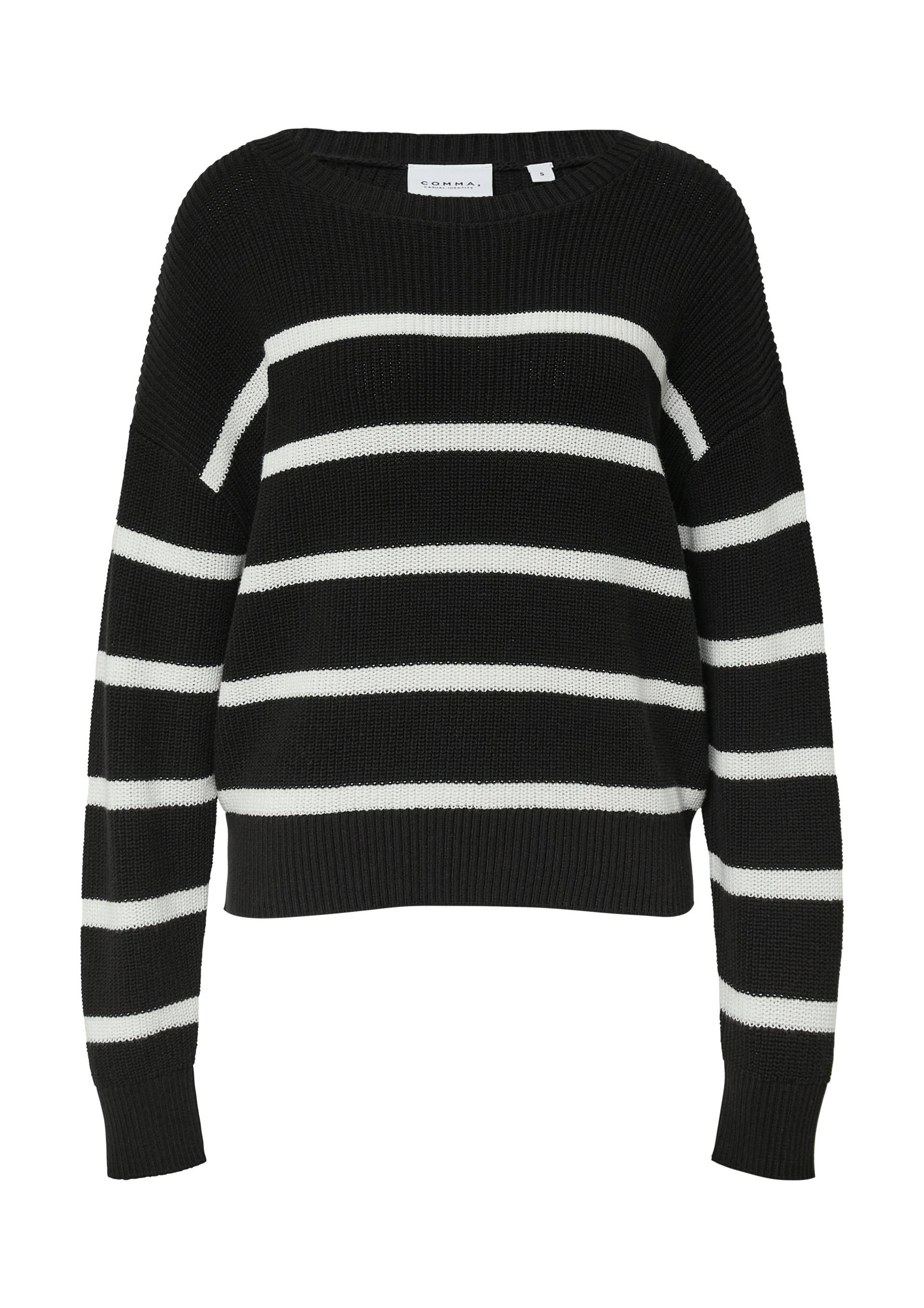comma casual identity - Strickpullover schwarz|weiß - Gr. - S von comma casual identity