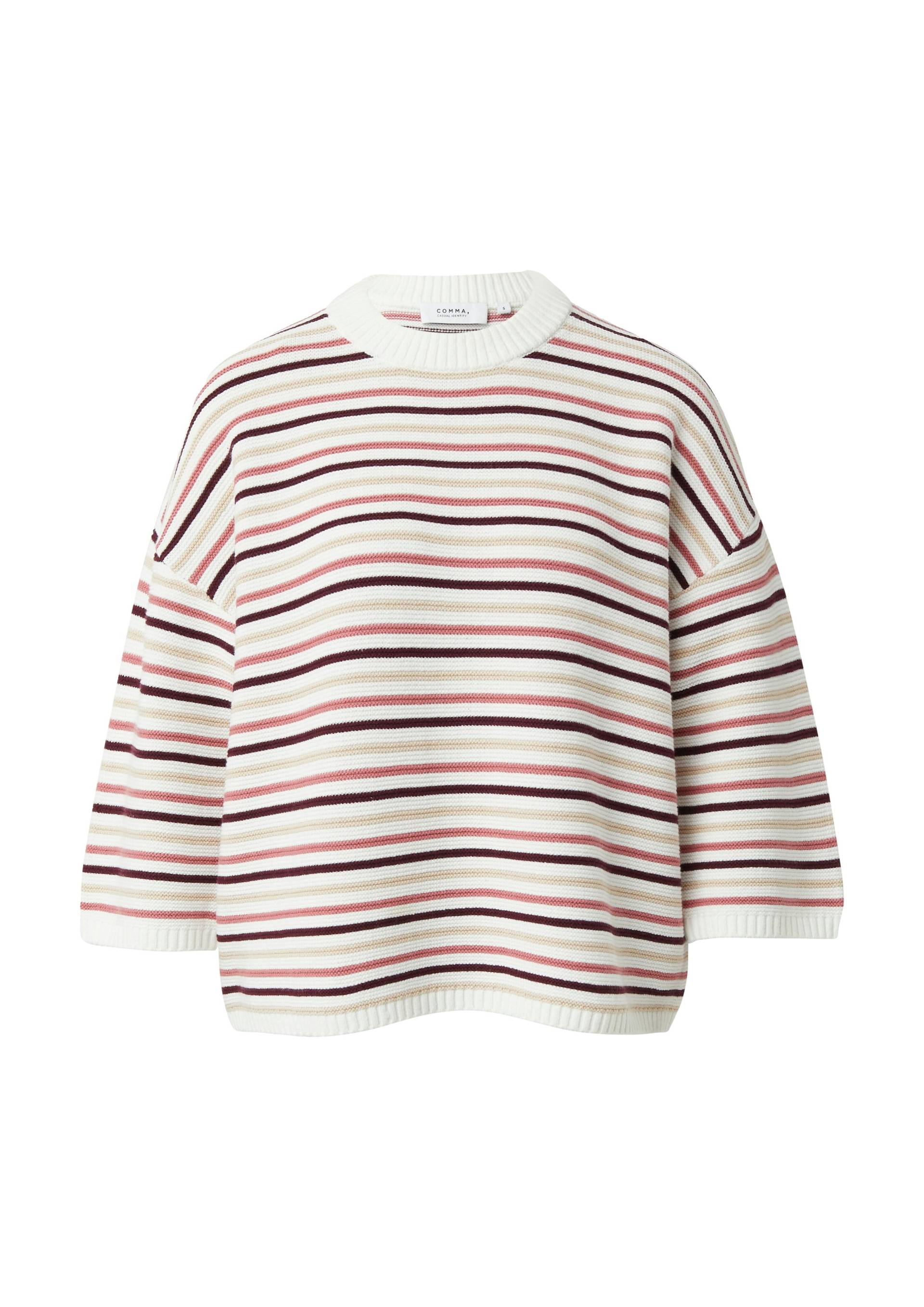 comma casual identity - Strickpullover weiß|mehrfarbig - Gr. - XS von comma casual identity