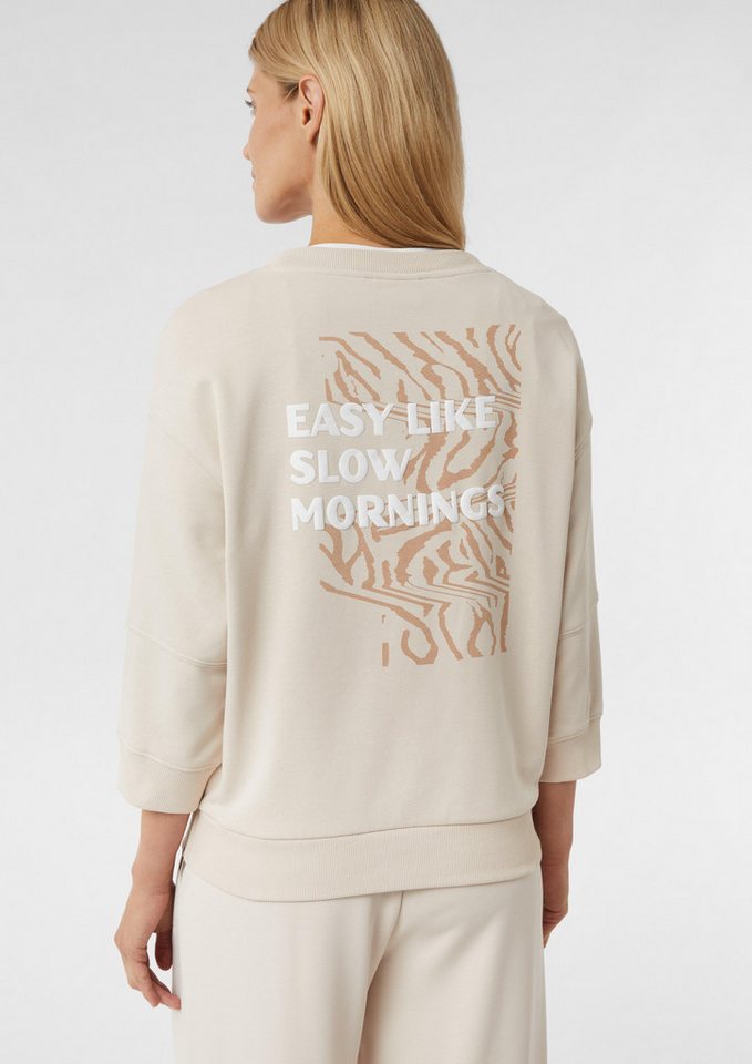 comma casual identity Sweatshirt Sweater mit Artwork und seitlichen Reißverschlüssen von comma casual identity