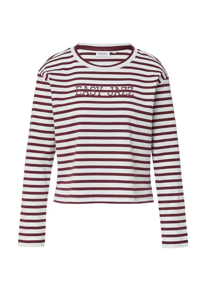 comma casual identity Sweatshirt Streifenshirt mit Schriftzug - Regular Fit von comma casual identity