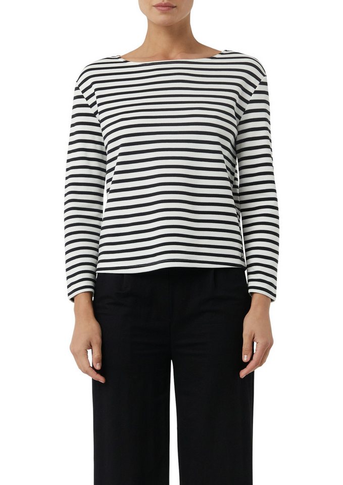 comma casual identity Sweatshirt zeitloses Design mit modernem U-Boot-Ausschnitt gestreift, casual, bequem, U-Boot-Ausschnitt, mit Modal von comma casual identity