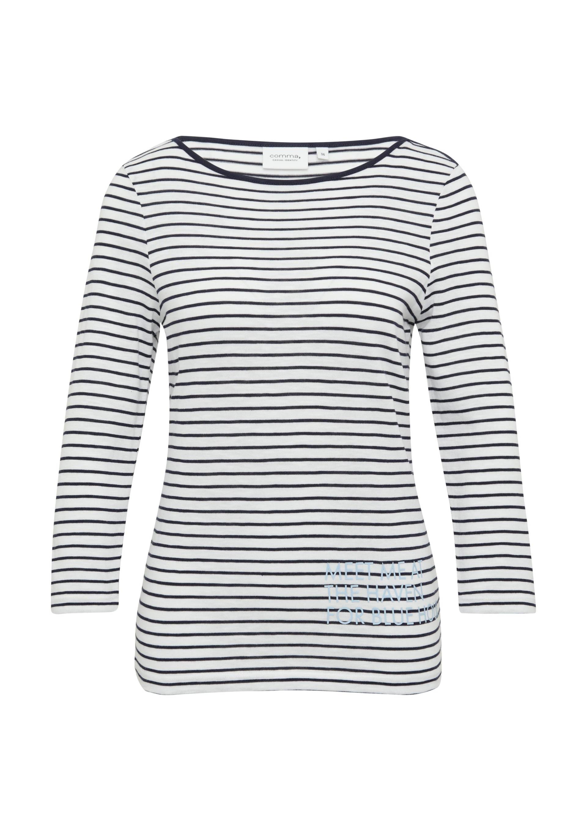 comma casual identity - T-Shirt blau|weiß - Gr. - 34 von comma casual identity