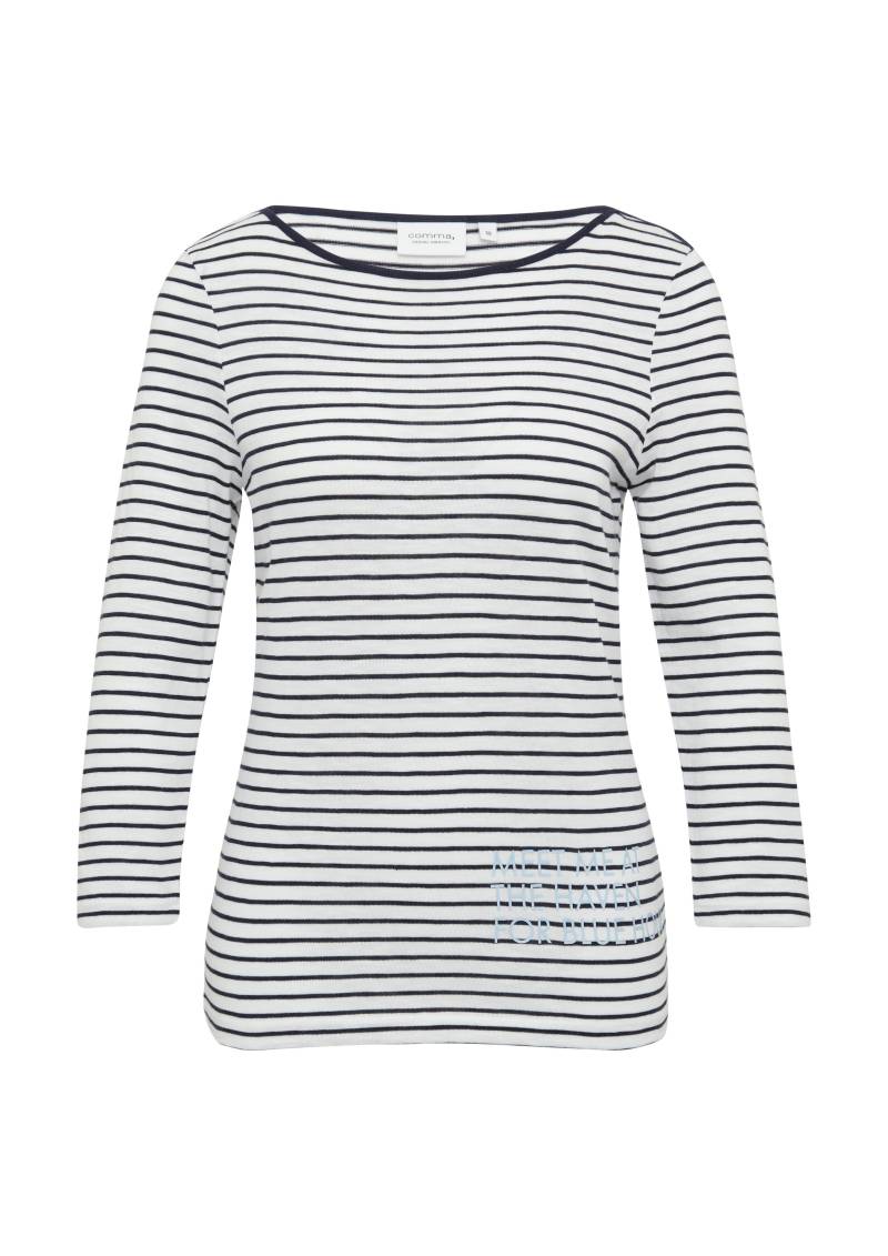 comma casual identity - T-Shirt blau|weiß - Gr. - 40 von comma casual identity