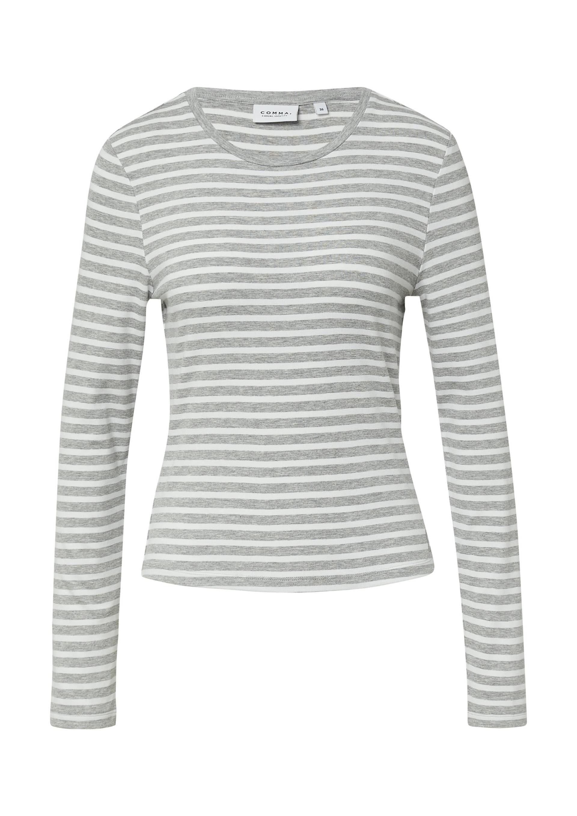 comma casual identity - T-Shirt grau|weiß - Gr. - 36 von comma casual identity