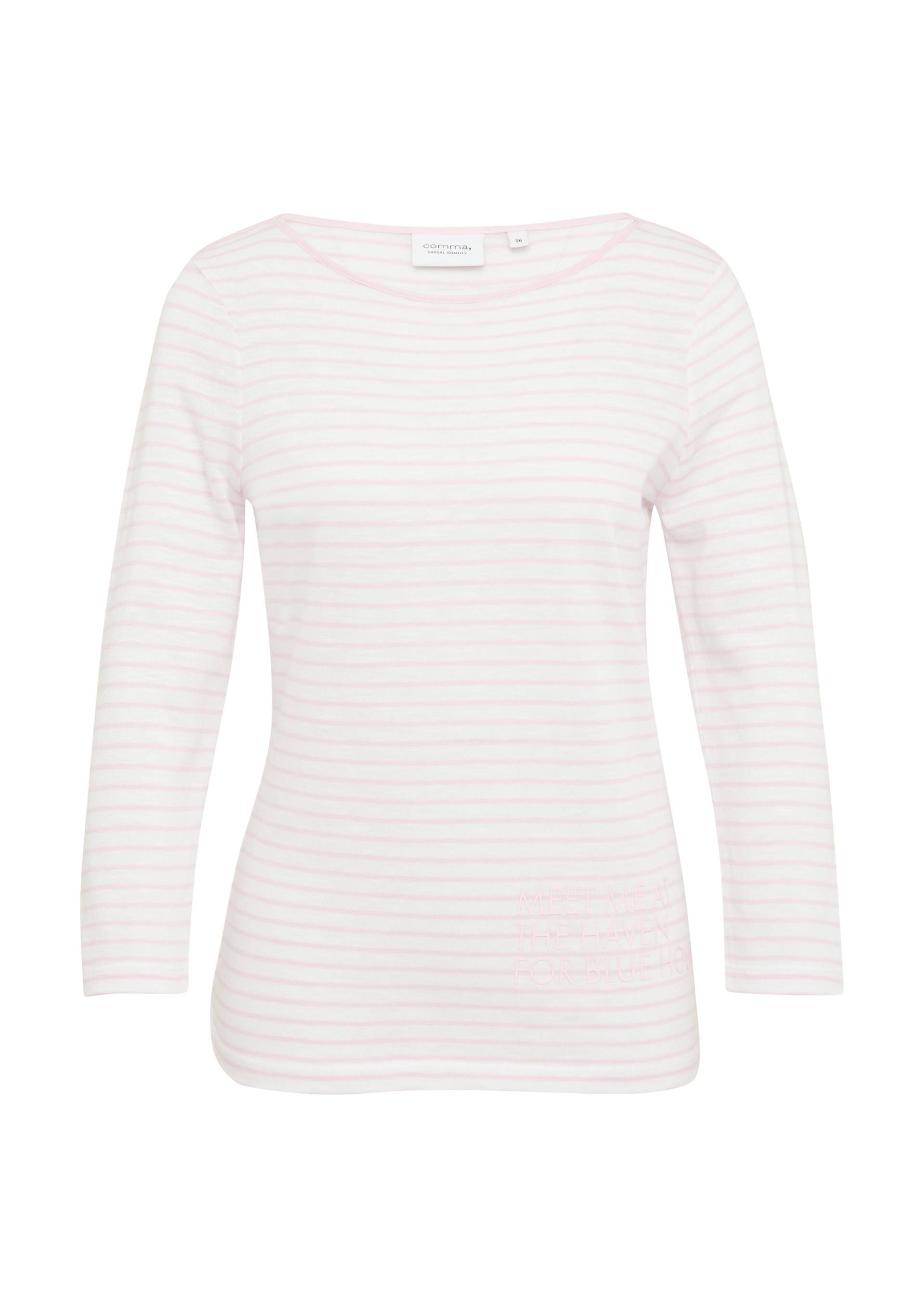 comma casual identity - T-Shirt pink|weiß - Gr. - 40 von comma casual identity