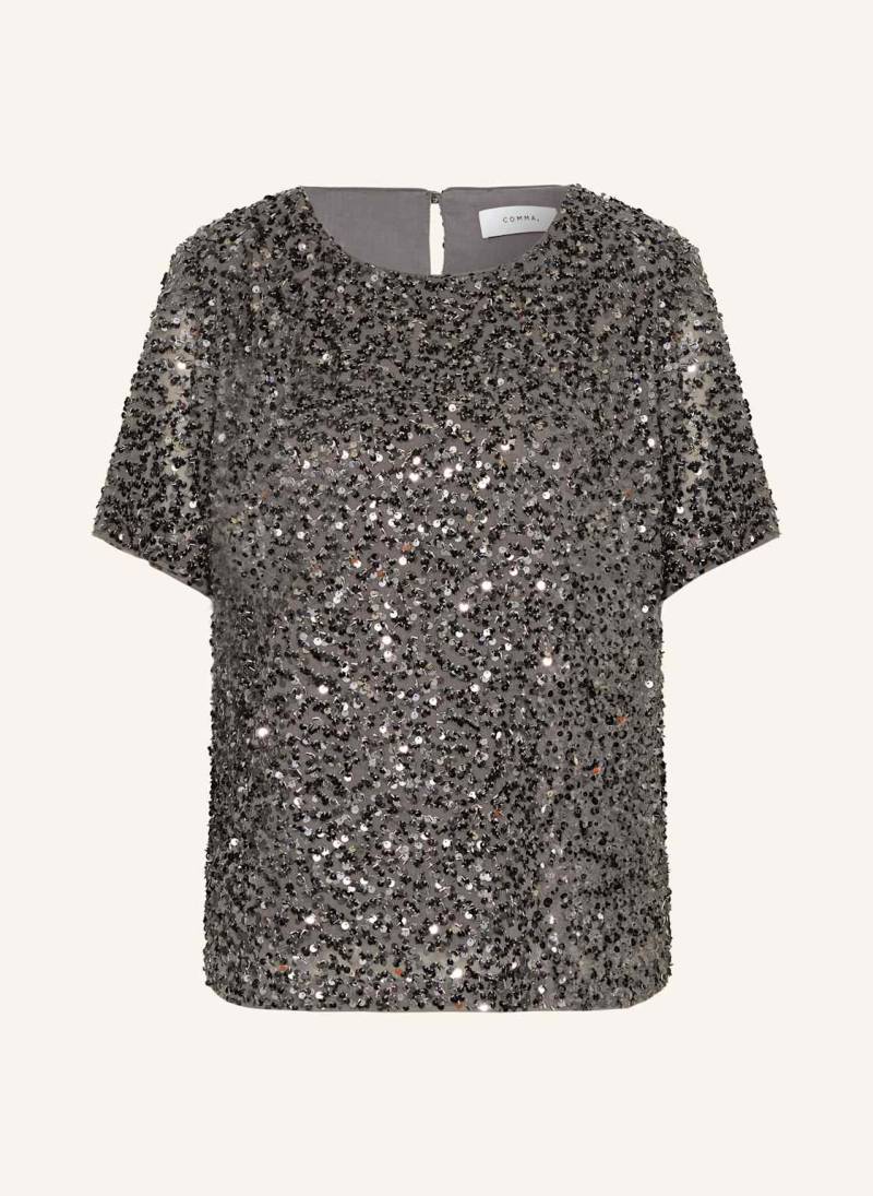 Comma Blusenshirt Mit Pailletten grau von comma