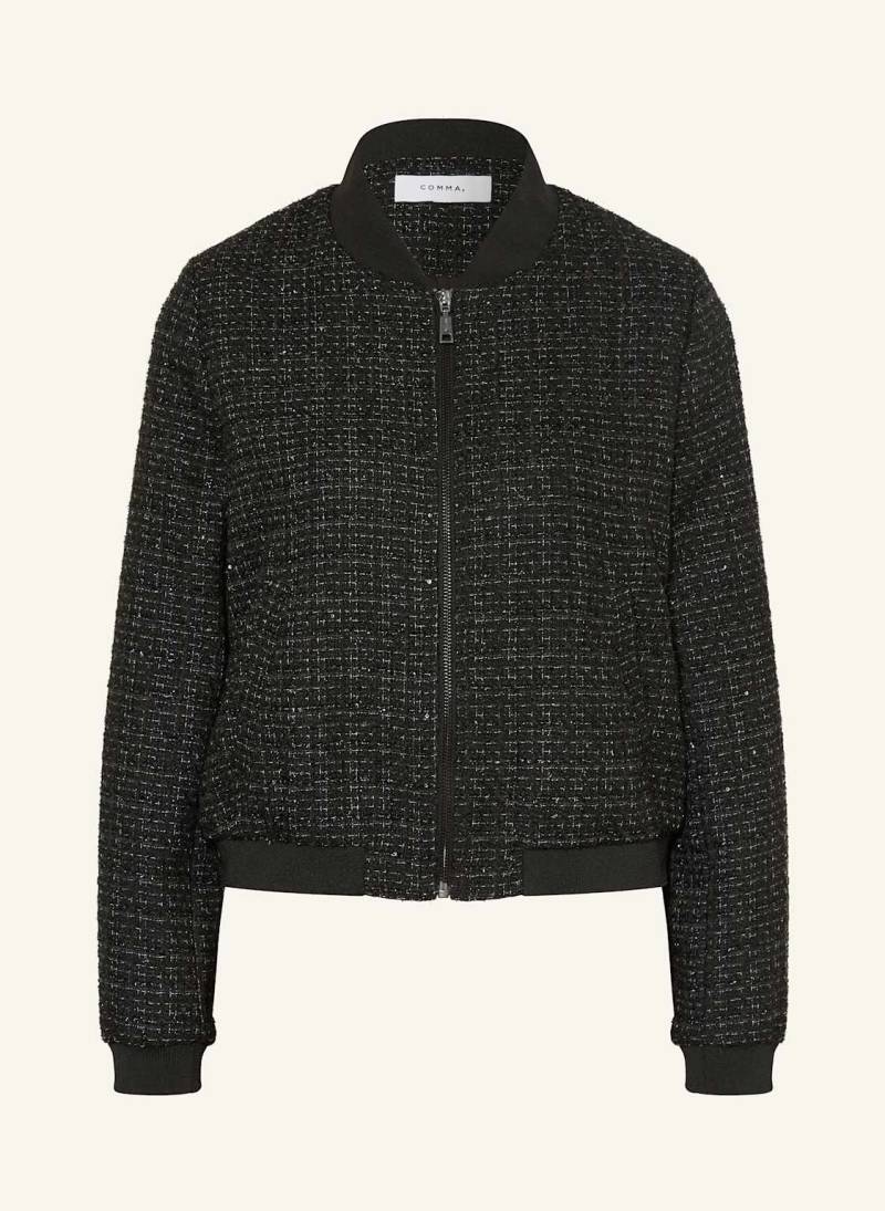 Comma Bouclé-Blouson Mit Glitzergarn schwarz von comma