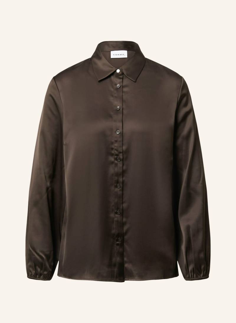 Comma Hemdbluse Aus Satin braun von comma